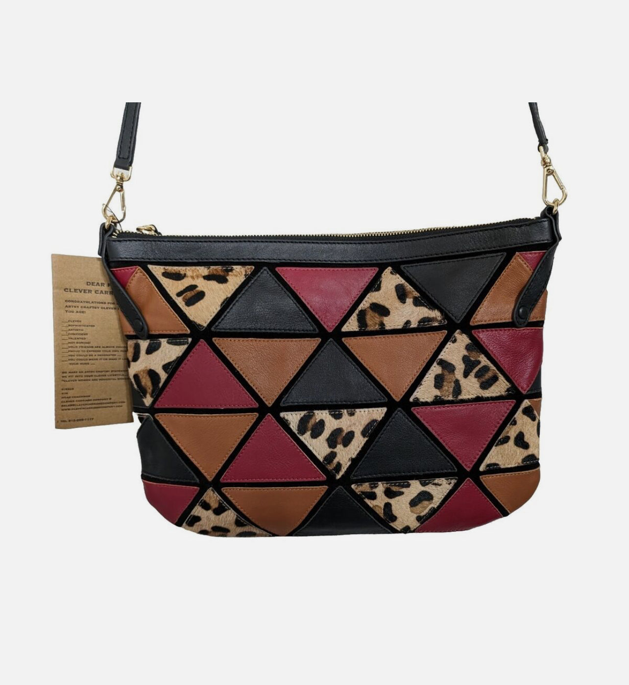 Clever Carriage Leather Patchwork Lima Convertible Crossbody Bag-Multicolor-NWT