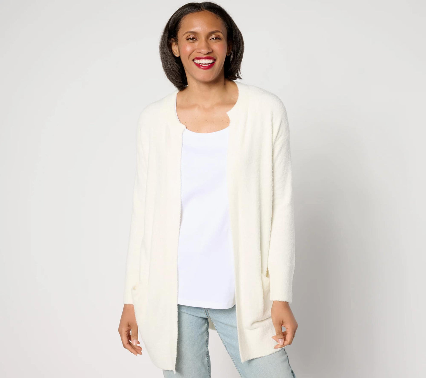 Barefoot Dreams CozyChic Lite Saddle-Sleeve Cardi Sea  NEW