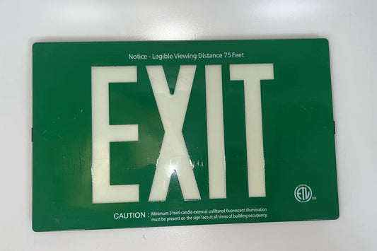 (Pack Of 2 )Heavy duty photoluminescent Exit Sign Green No Electric , No light bulb needed