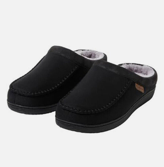 Dearfoams Mens' deference Size Indoor/Outdoor Slipper  Black