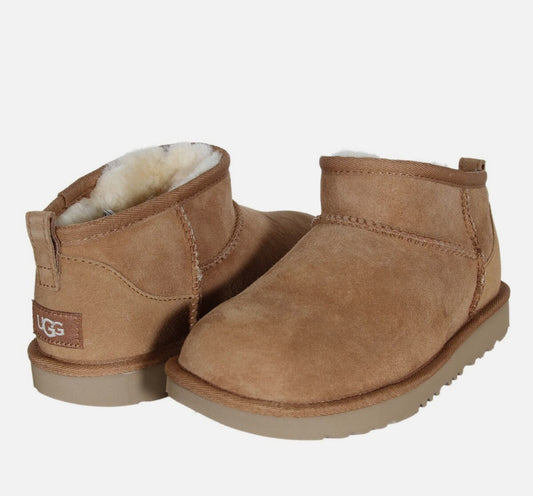 UGG Size 8 Ultra Mini Big Kids Boots in Chestnut 1130750k-CHE