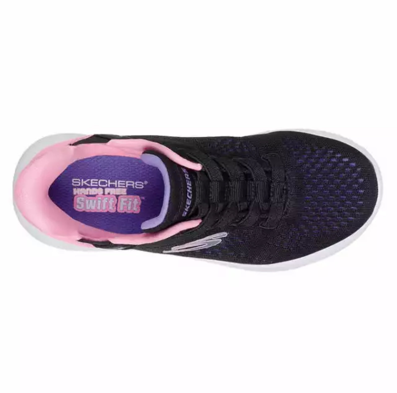 New Skechers Kids' Boys Girls Hands Free Swift Fit Sneaker Black/Pink Size 2