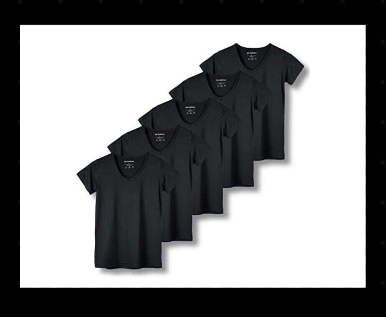5-Pack Women's Short Sleeve V-Neck Activewear T-Shirt Dry-Fit Moisture Size L
