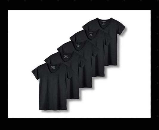 5-Pack Women's Short Sleeve V-Neck Activewear T-Shirt Dry-Fit Moisture Size L
