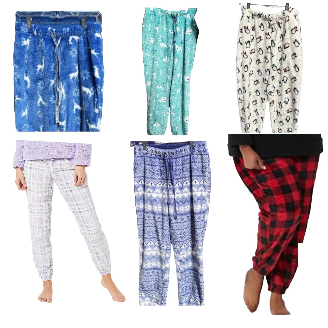 MUK LUKS Women’s PJ Set Faux Sherpa Fleece Jogger Pant