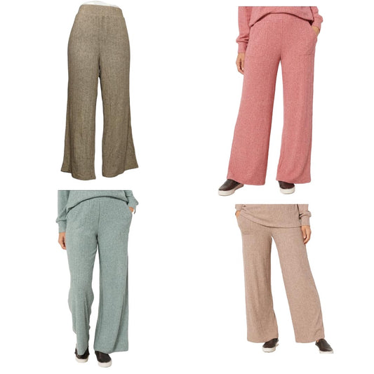 AnyBody Brushed Sweater Rib Wide Leg Pants Women's