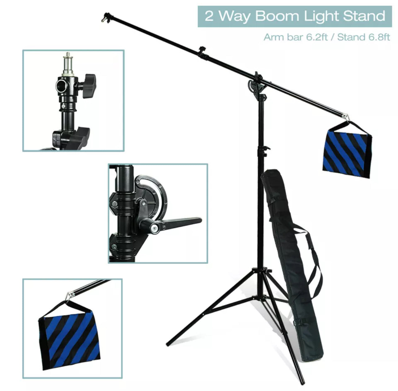 Tripod Dolly With Heavy Duty 2-way Use Boom Stand: Sand Bag and Carry Bag