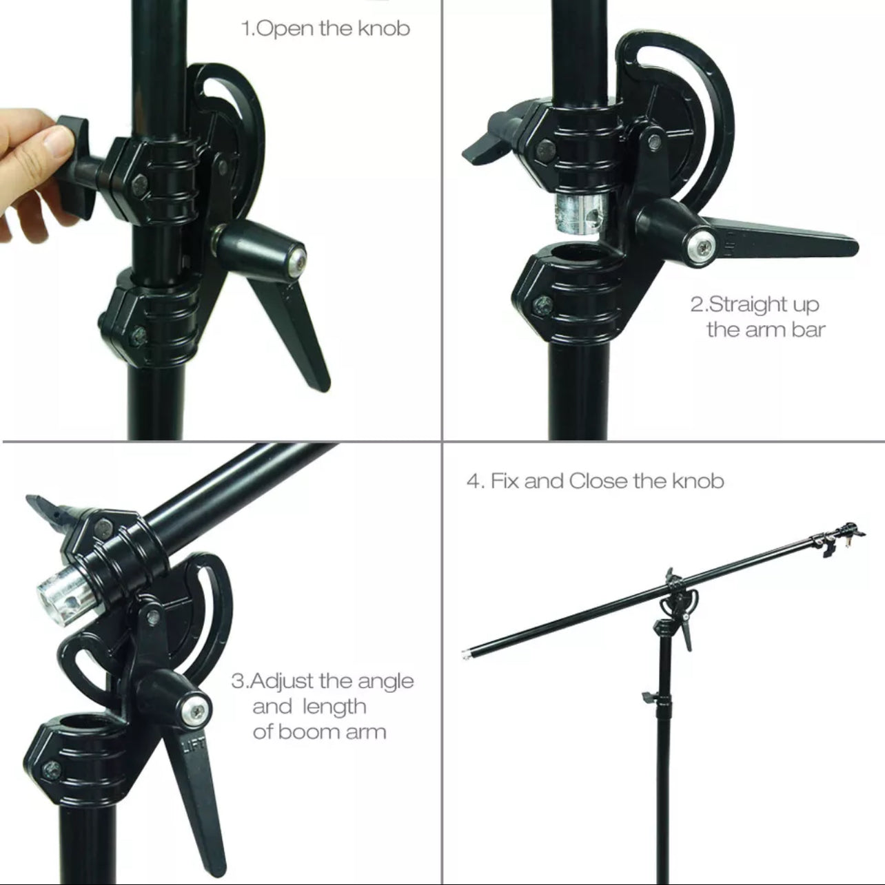 5ft. Photo Studio 2 Way Adjustable Rotatable Boom Stand Continuous Lighting US
