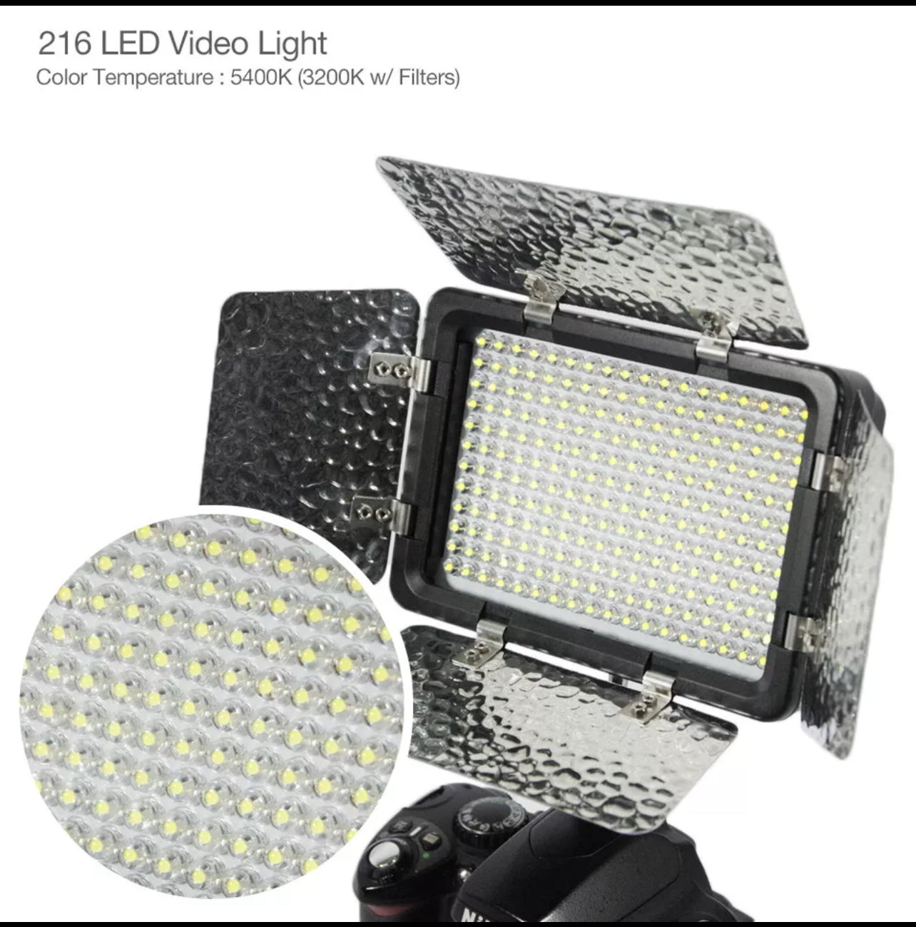 Video Light 216 LED Lamp Barndoor