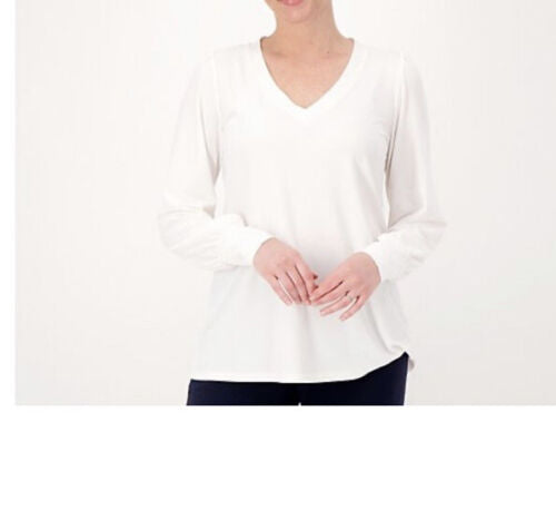 Dennis Basso Italia Knit A- Line Blouson Sleeve Top Ivory