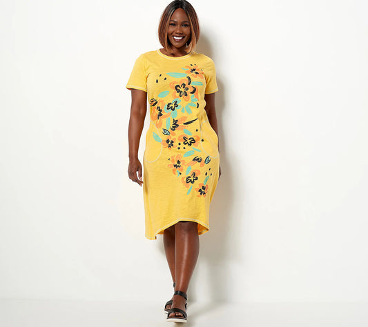LOGO Limitees by Lori Goldstein Petite Graphic Midi Dress