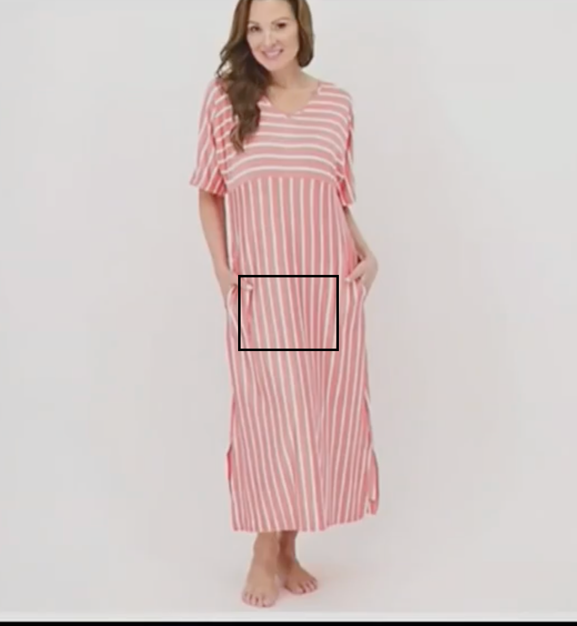 Carole Hochman Petite Luxe Jersey Striped Caftan