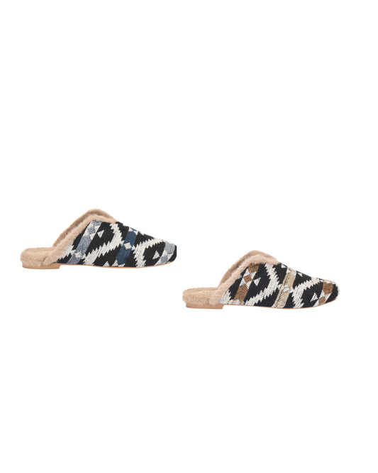 Korks Women's Tribal Woven Nile Fuzz Lined Mules