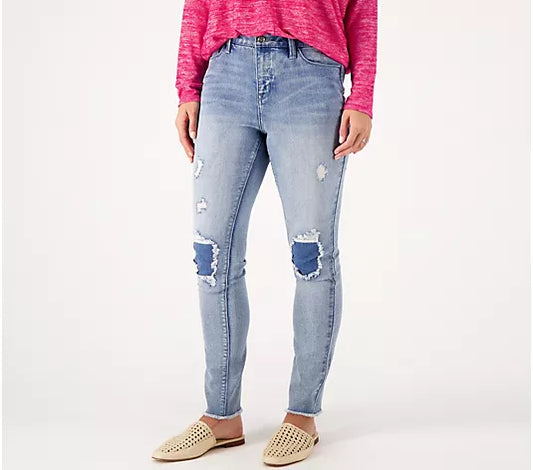 Laurie Felt Forever Denim Easy Skinny Color Destructed Lt  Size Reg 4