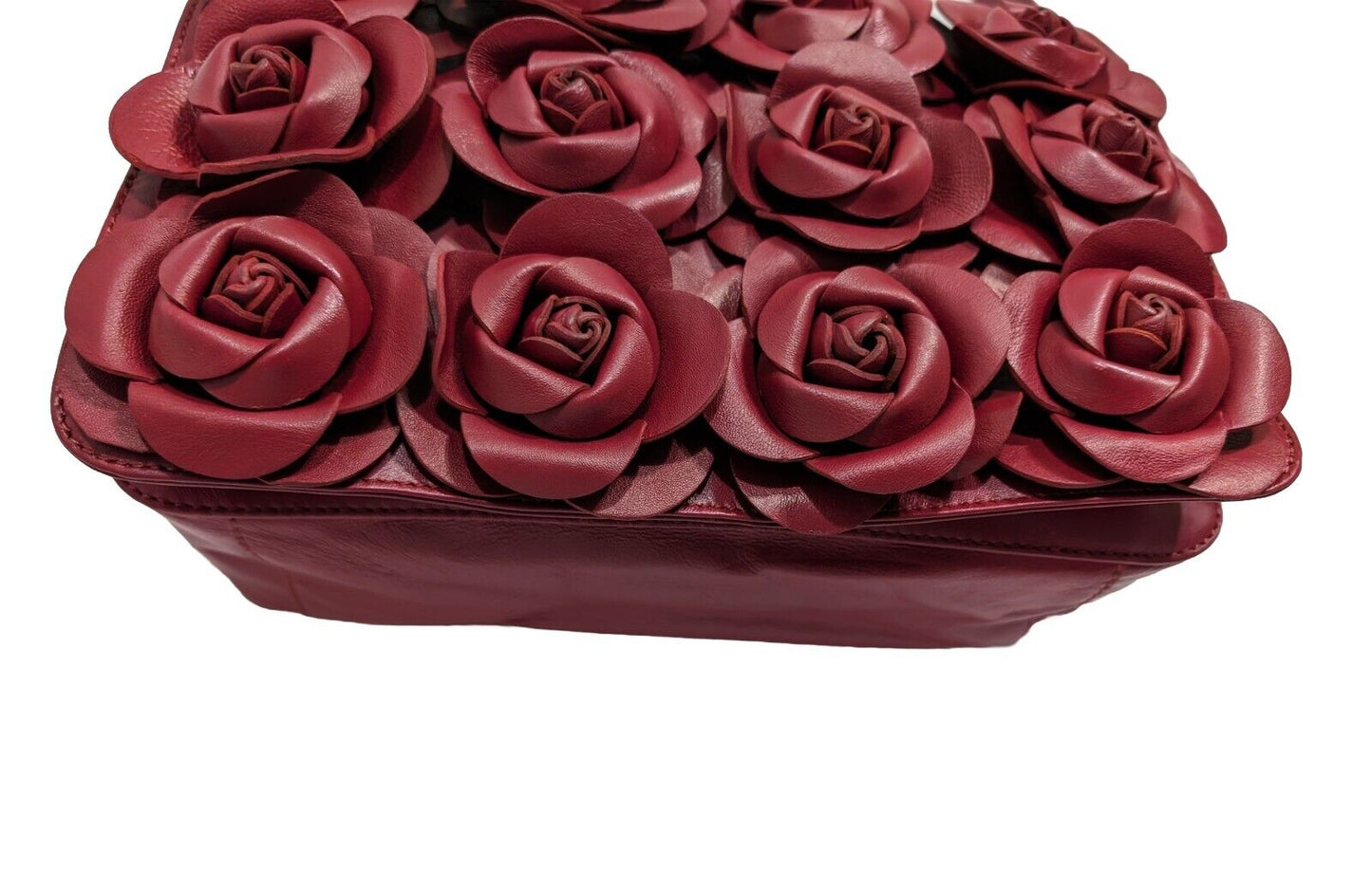 Clever Carriage Women's Handcrafted Leather Rose Bouquet Crossbody Bag