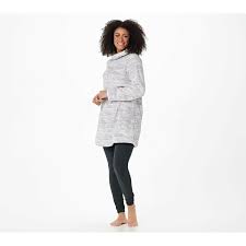 Stan Herman Women's Space Dye Plush Tunic Leggings Silver For Women