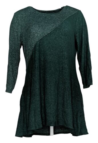 Attitudes Renee Knit Asymmetric Color Green-Block Tunic Women's