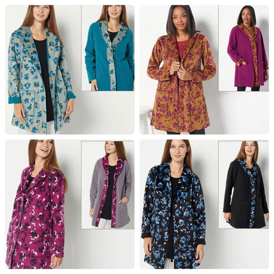 LOGO by Lori Women’s Goldstein Reversible Fleece Coat
