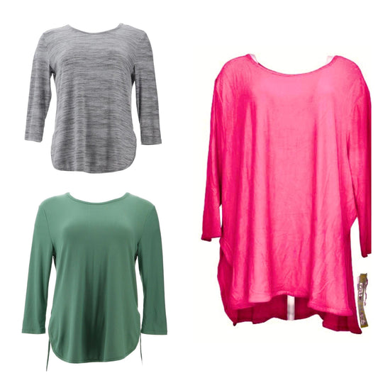 MUK LUKS Cloud Knit Crew-Neck Tunic Hi-Low Hem Heather  Women's NEW