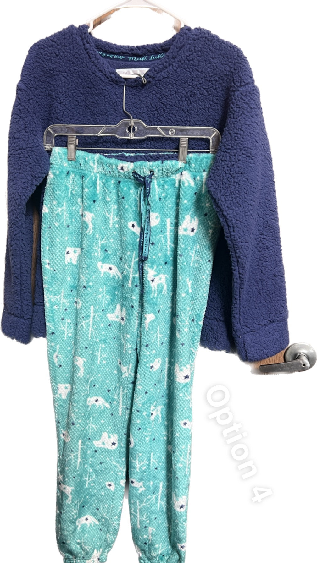 MUK LUKS Women’s PJ Set Faux Sherpa Top & Fleece Jogger Pant