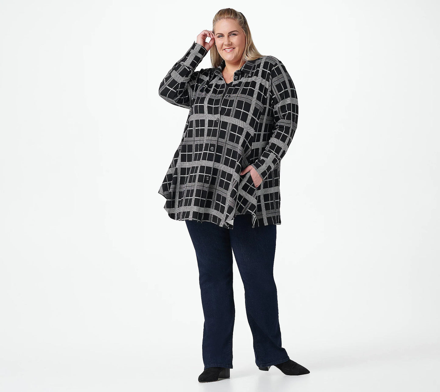 Attitudes by Renee Women’s Regular Button Front Swing Shirt