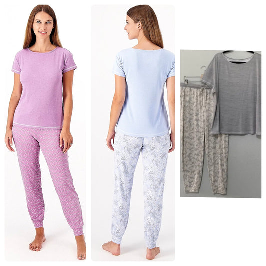 MUK LUKS Women’s Rib Knit Tee and Dream Knit Joggers