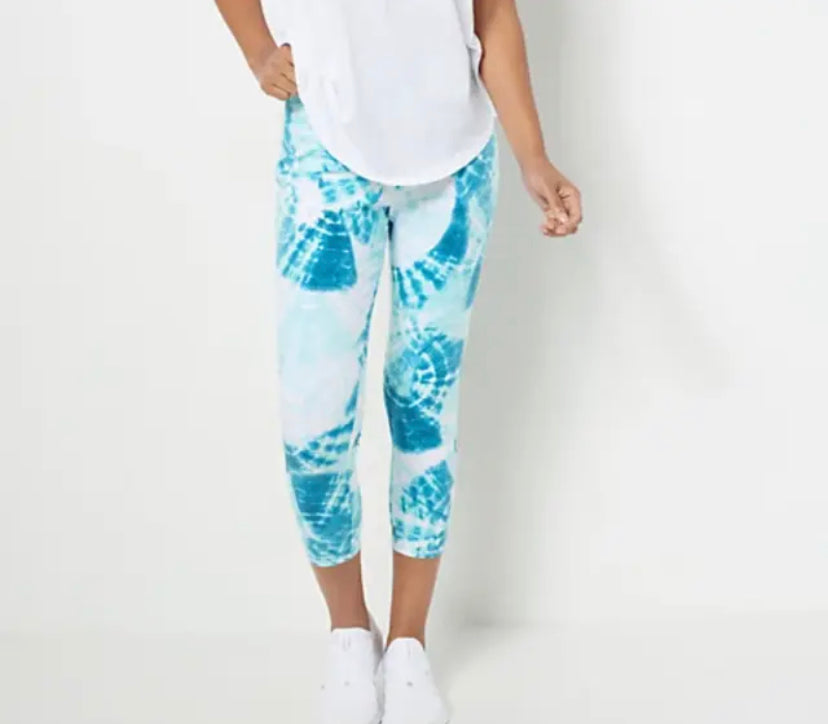 Denim & Co. Active Printed Petite Duo Stretch Full Length Leggings