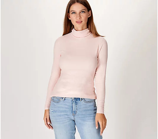 Peace Love World Women’s Rib Turtleneck- Rose