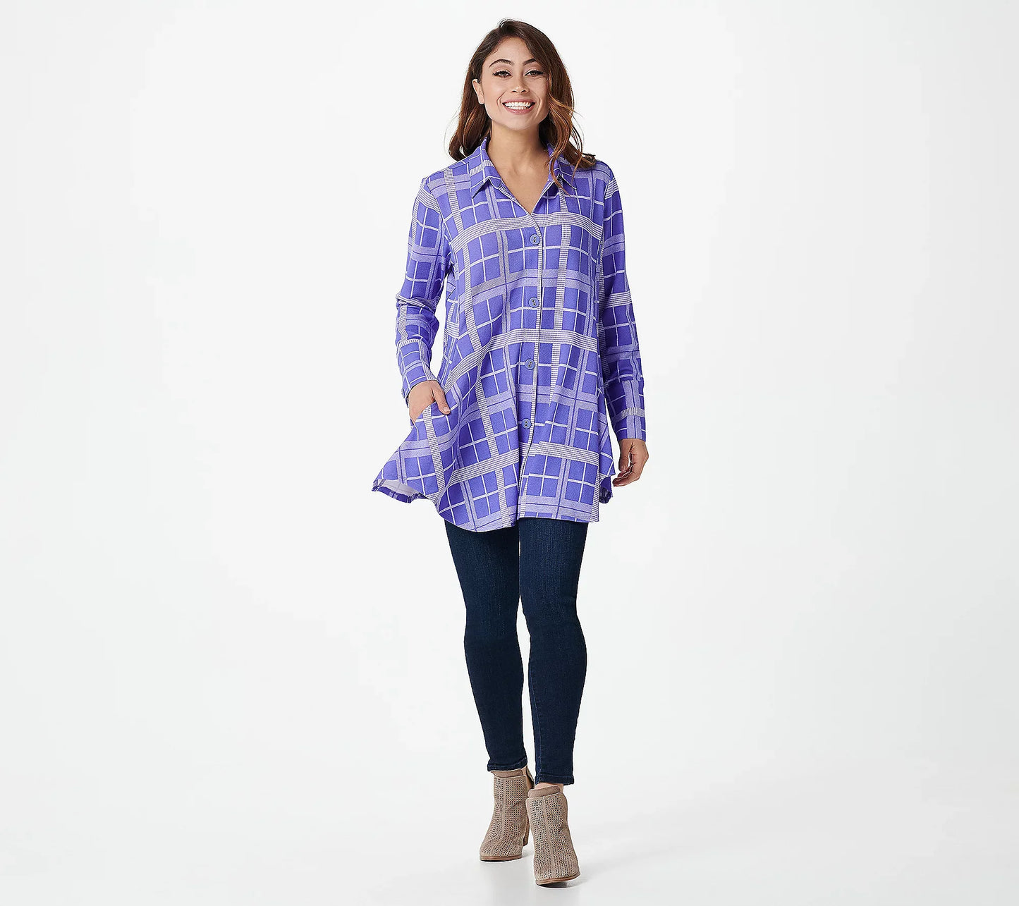 Attitudes by Renee Women’s Regular Button Front Swing Shirt
