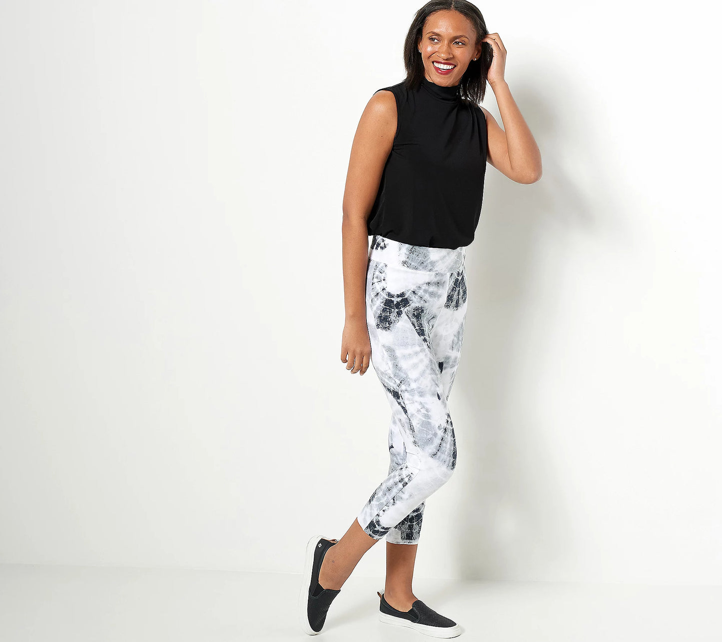 Denim & Co. Active Printed Petite Duo Stretch Full Length Leggings