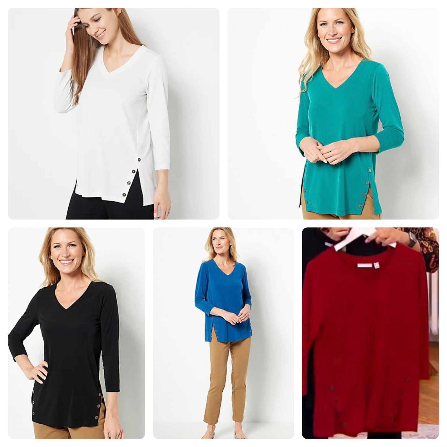 Susan Graver Liquid Knit 3/4 Sleeve Button Panel Tunic Women's