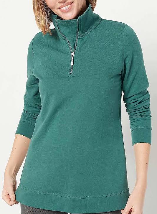 Denim &amp; Co Active French Terry Half-Zip Top Women's