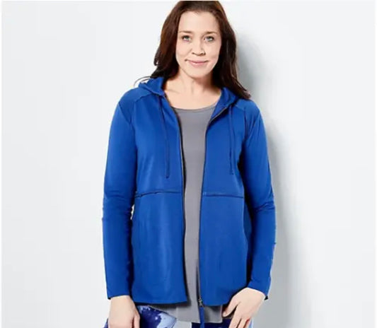 LOGO Lounge by Lori Goldstein Women’s Zip-Front Hoodie- Twilight Blue