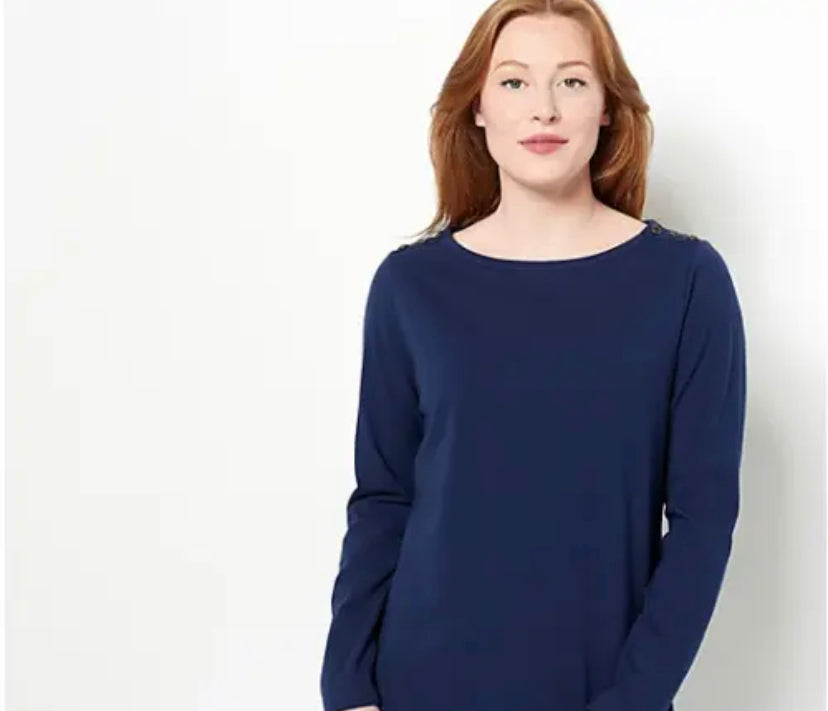 Denim & Co. Perfect Jersey Boat Neck Long Sleeve Top