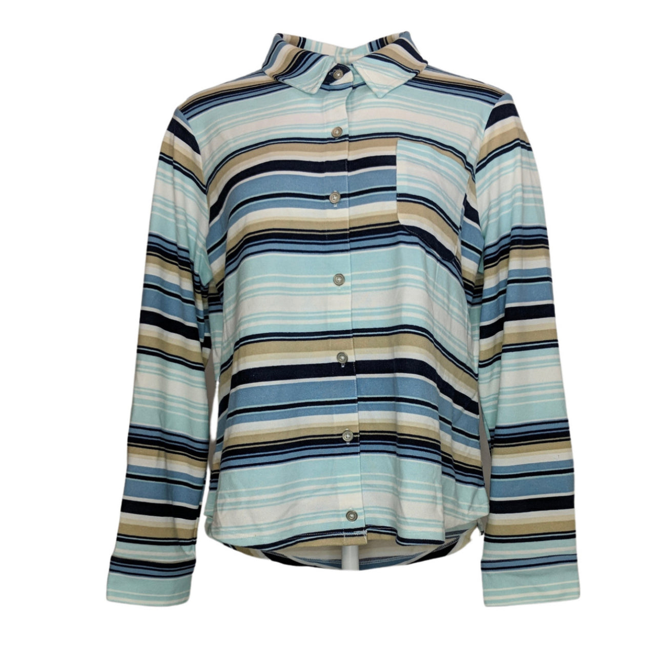 Denim & Co. Printed Heavenly Jersey Button Front Top