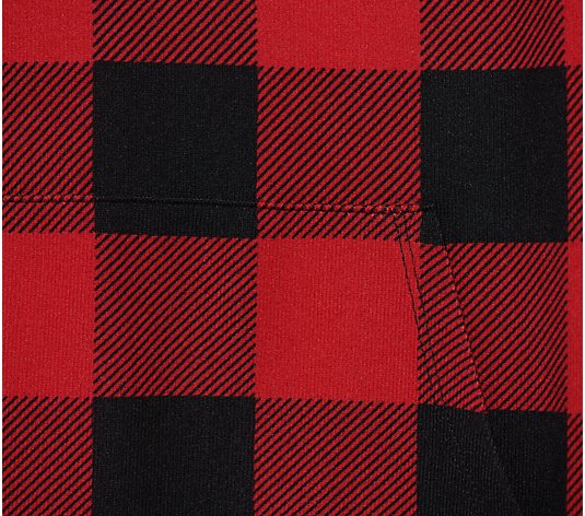 Belle by Kim Gravel Buffalo Plaid Brushed Knit Hoodie- Raven Red