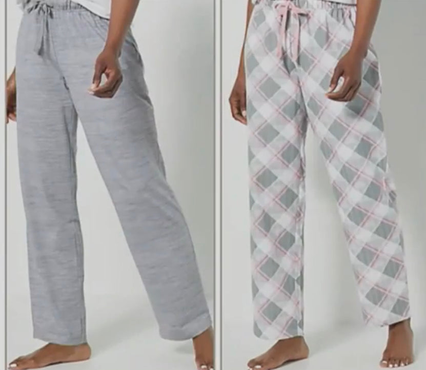 Hanes Set of 2 Lounge Pants with Tie Waistband