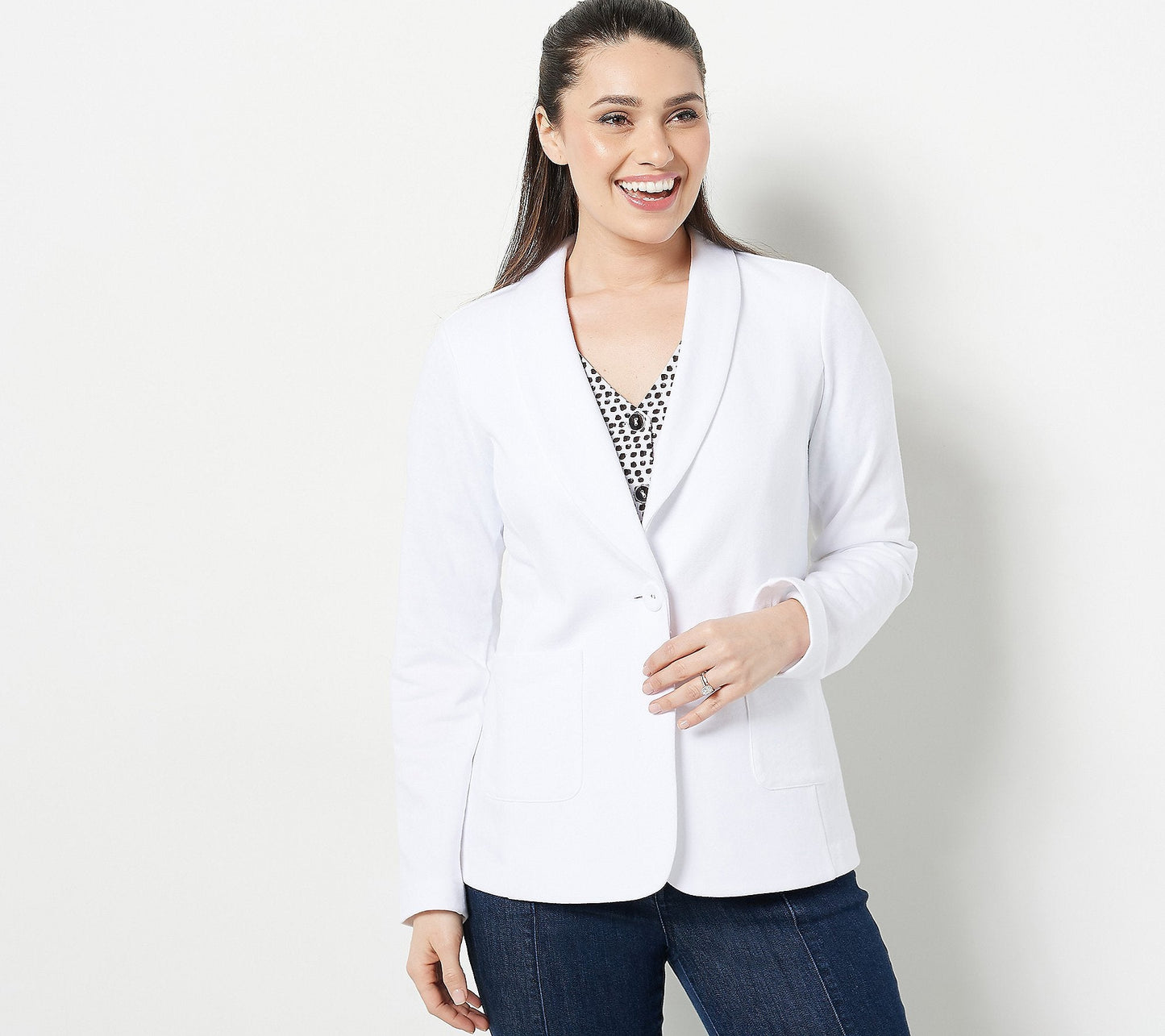 Susan Graver Women’s Weekend Washed French Terry Multiples Blazer