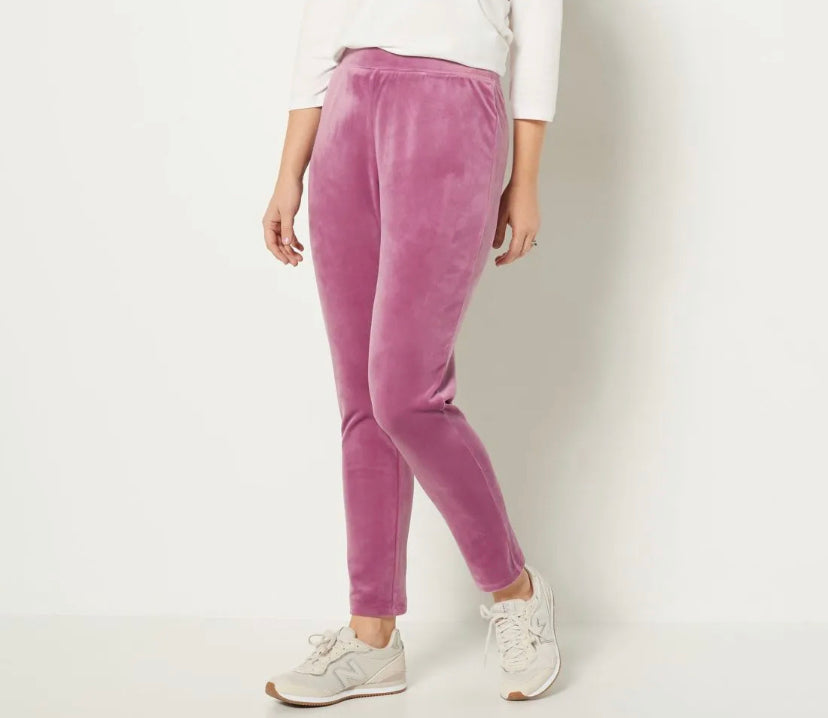 Denim & Co. Women’s Leggings Comfort Zone Velour Pull-On