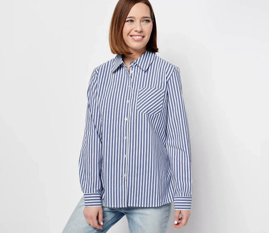 Denim & Co. Women’s Button Front Long Sleeve Shirt