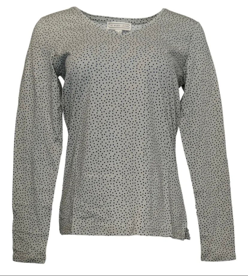 The Muses Closet Women's Top  Polka-Dot Long-Sleeve Knit