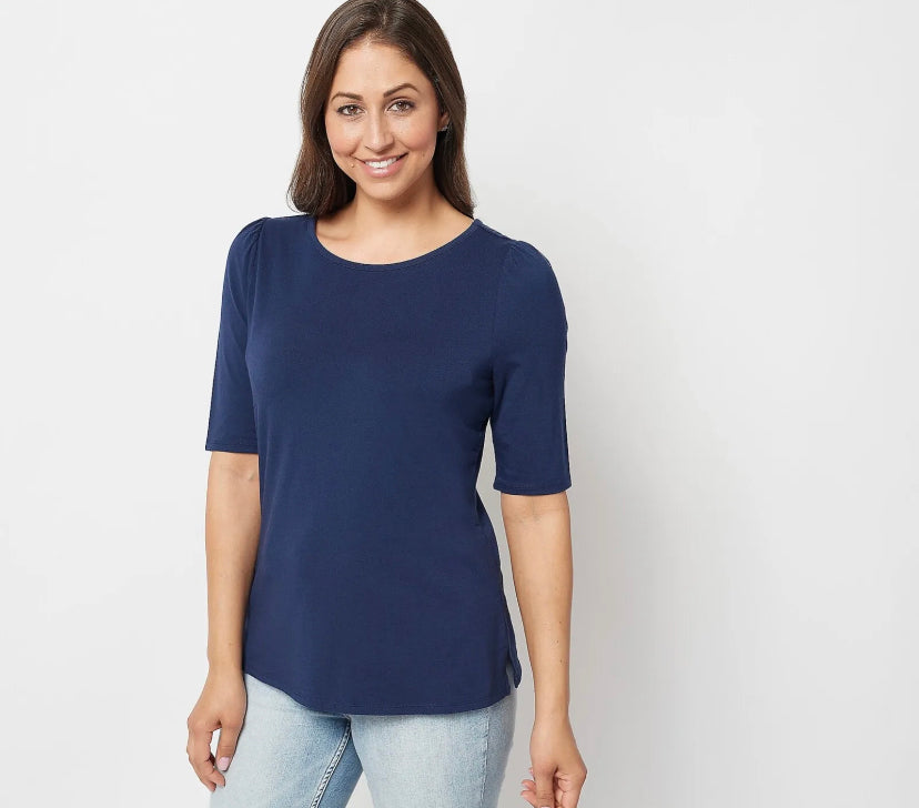 Belle by Kim Gravel Women’s TripleLuxe Pima Elbow Sleeve Top