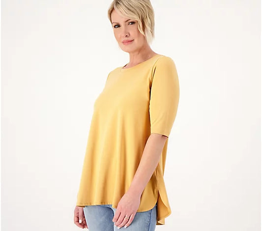 Attitudes by Renee Women’sWashed Cotton Crew Neck Top- Toasted Almond
