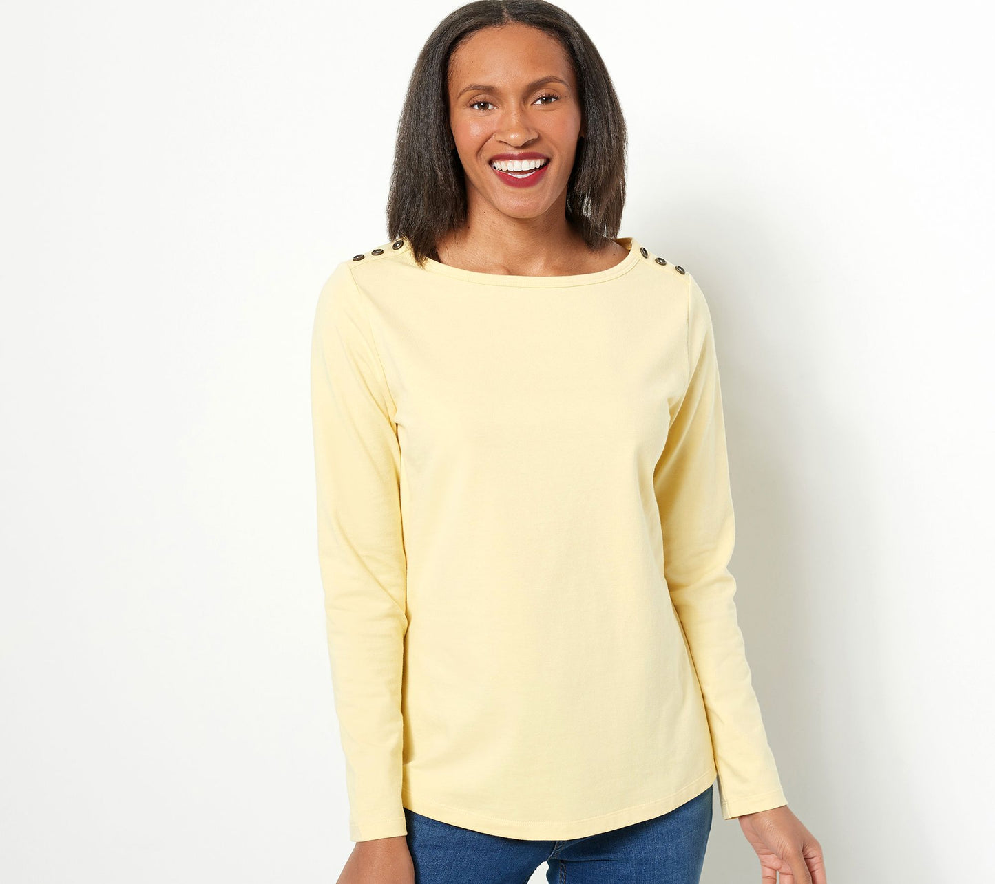 Denim & Co. Perfect Jersey Boat Neck Long Sleeve Top