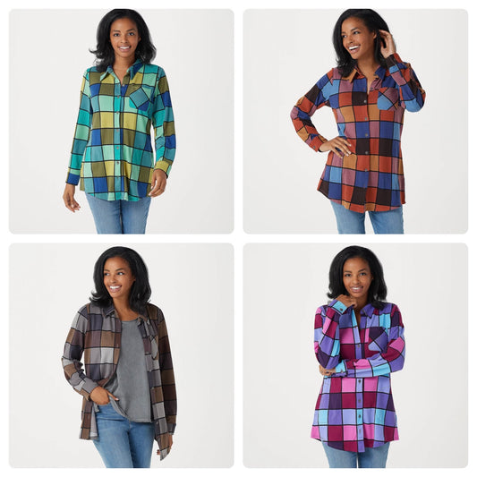 Denim & Co. Women’s Petite Heavenly Jersey Button-Front Tunic