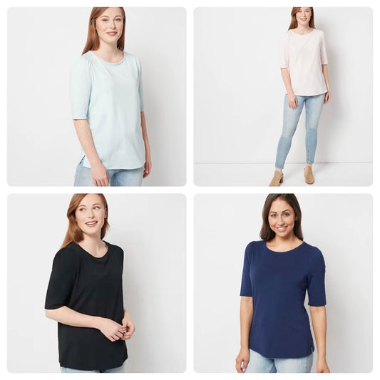 Belle by Kim Gravel Women’s TripleLuxe Pima Elbow Sleeve Top