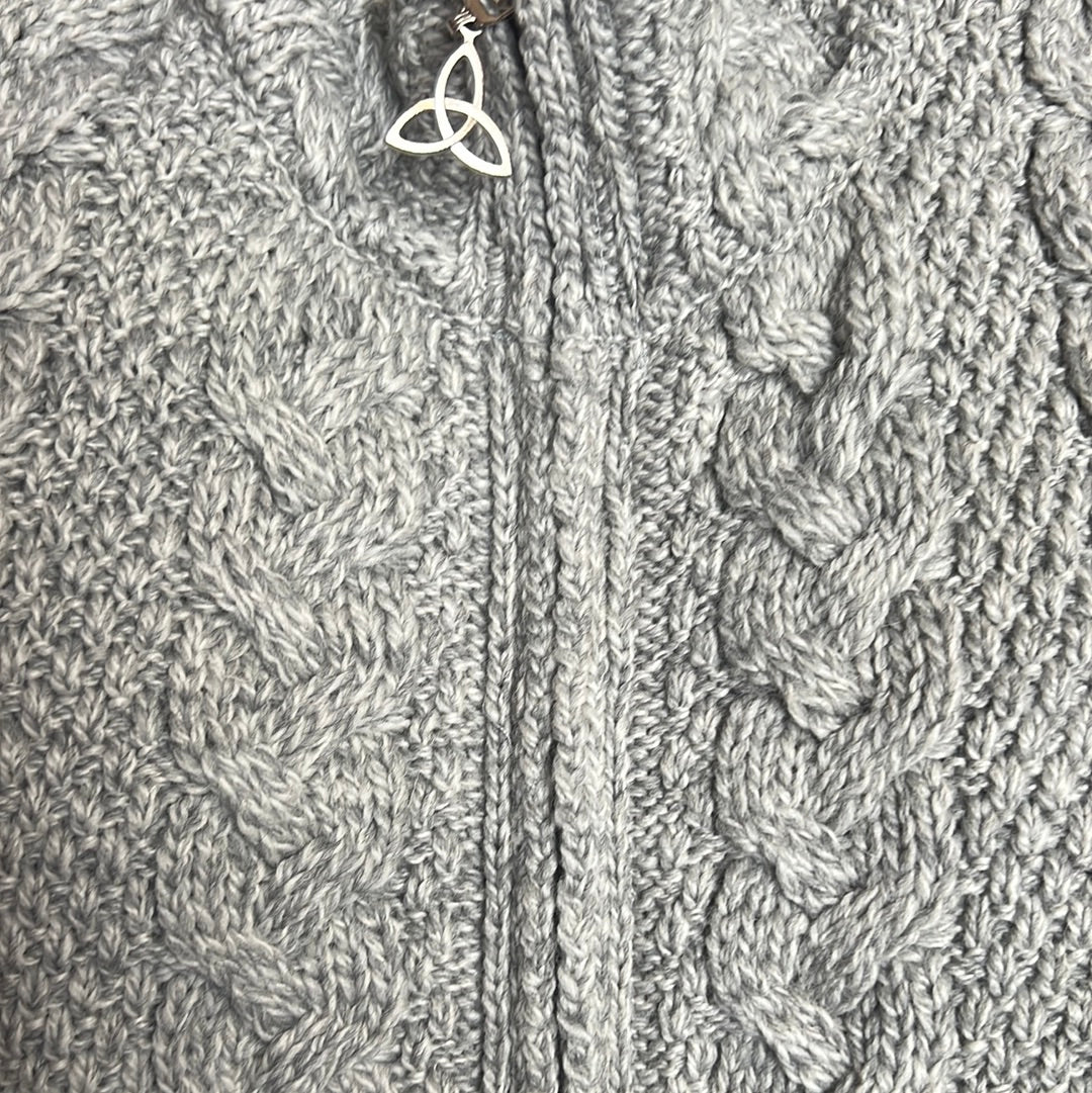 Aran Craft Merino Wool Women's Long Zip-Front Cardigan