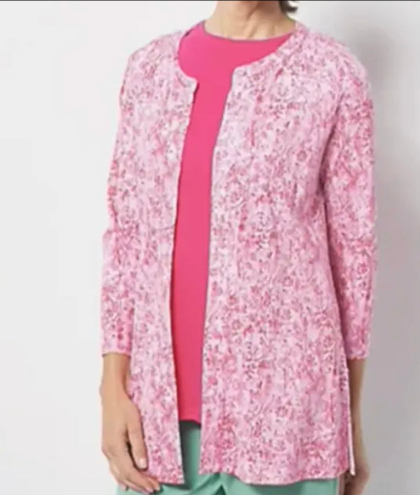 Isaac Mizrahi Live! Women’s Petite True Denim Floral ButtonFront Top