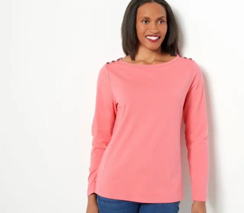 Denim & Co. Perfect Jersey Boat Neck Long Sleeve Top