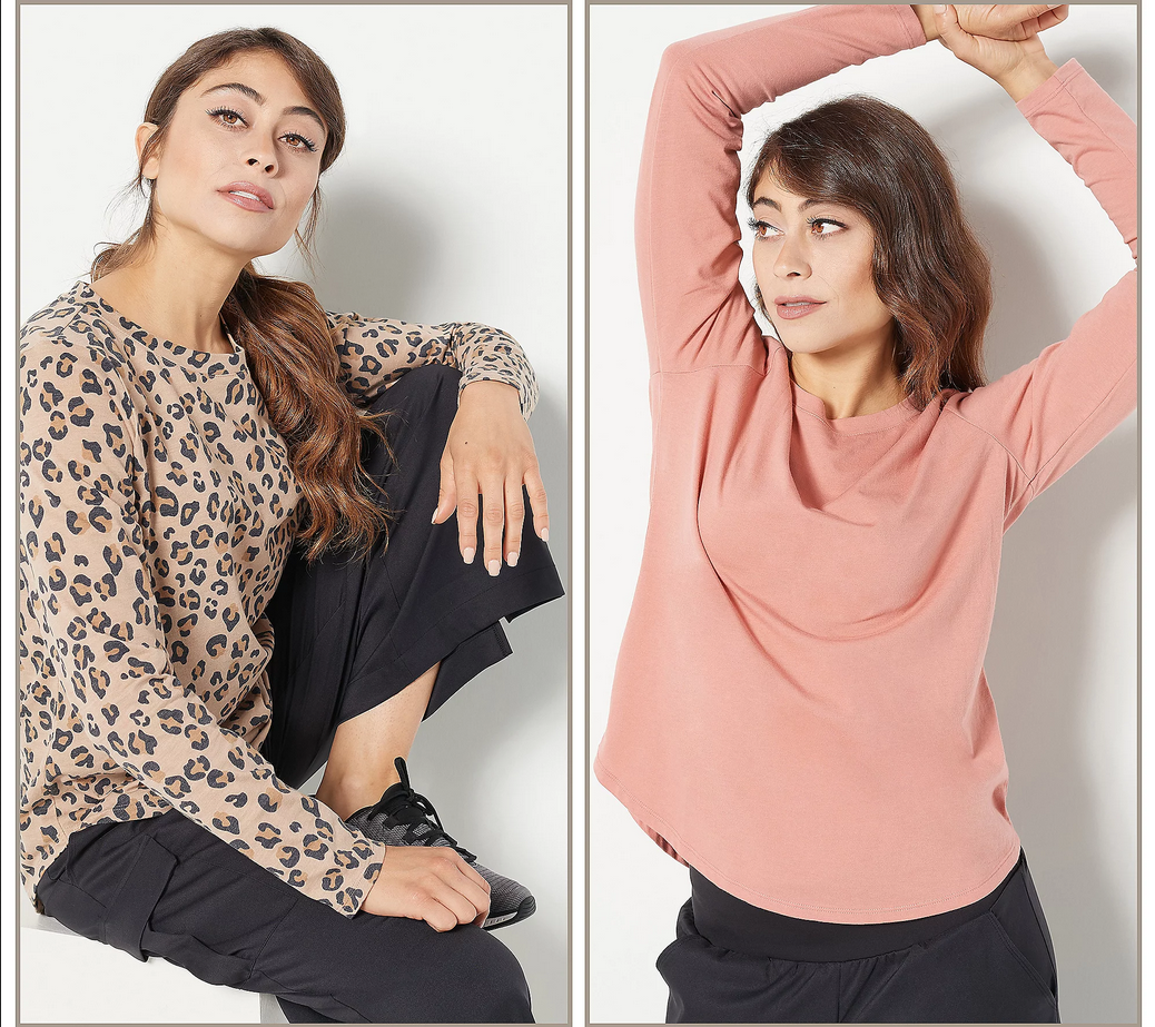 zuda Women’s Pullover Curved Hem Top- Set of 2